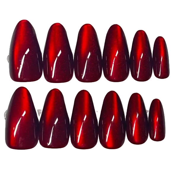 Long almond red cat eye