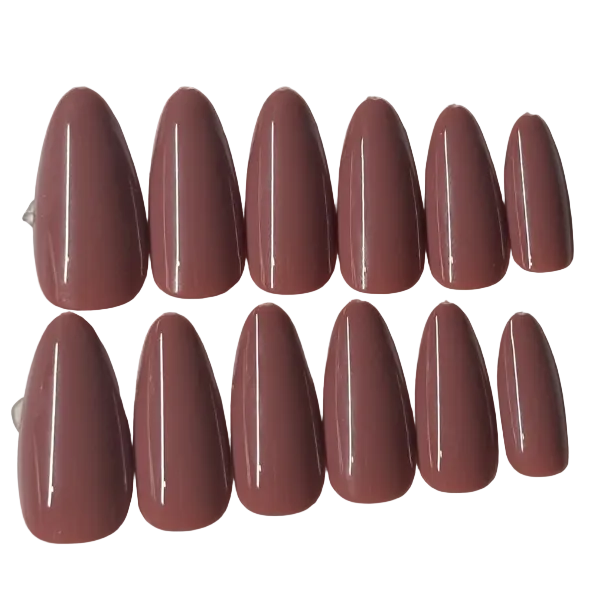 Long almond rosy brown