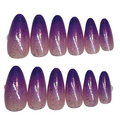 Long almond glittery purple mixed shades ombre