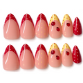 Short almond ladybug red yellow polka