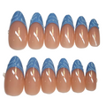 Long almond 3d sky blue french with rose beige base