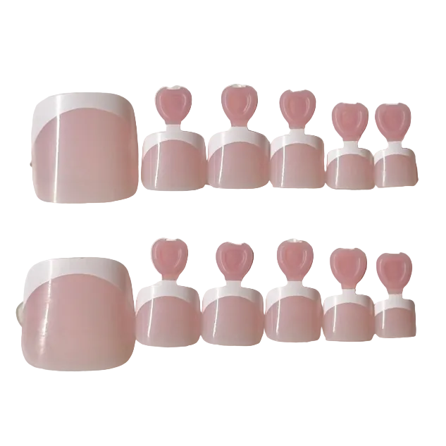 White french rose beige based toes nails