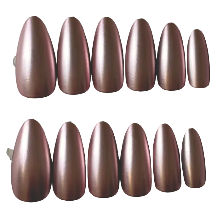 Long almond matte satin pink