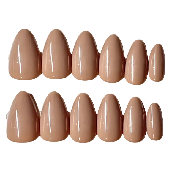 Short almond beige nude