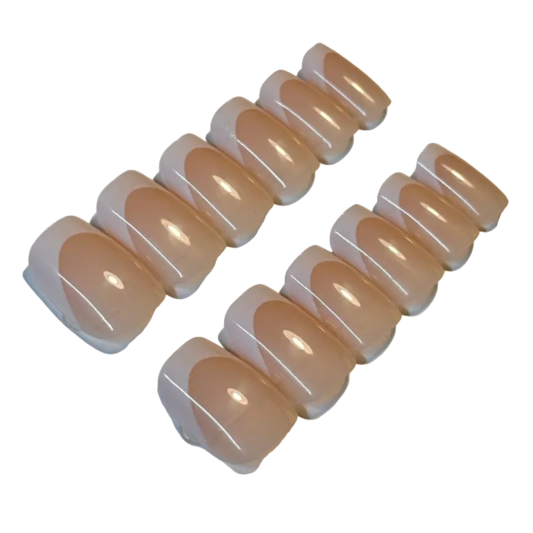 Short squoval beige based french