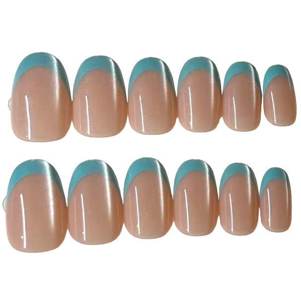Short oval beige cat eye based blue french