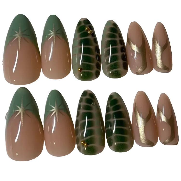 Long almond minted gold