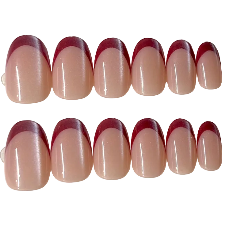 Short oval beige cat eye based red french