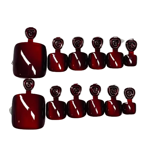 Red cat eye toes nails