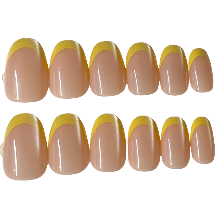Short oval beige based yellow french