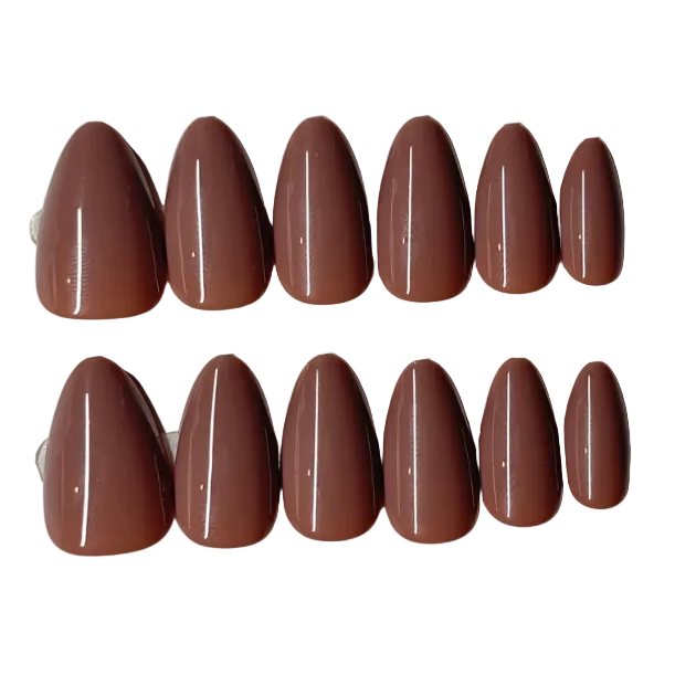 Short almond rosy brown nude