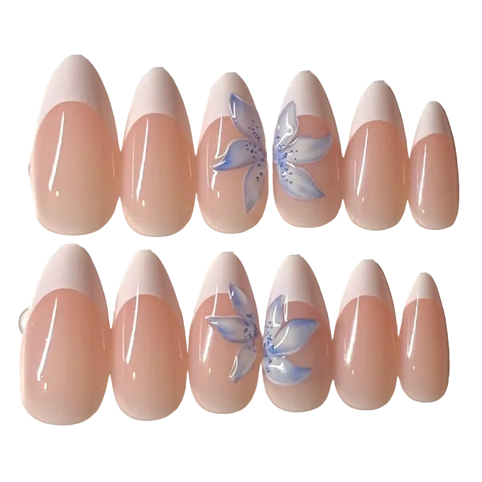Long almond blue lily white french